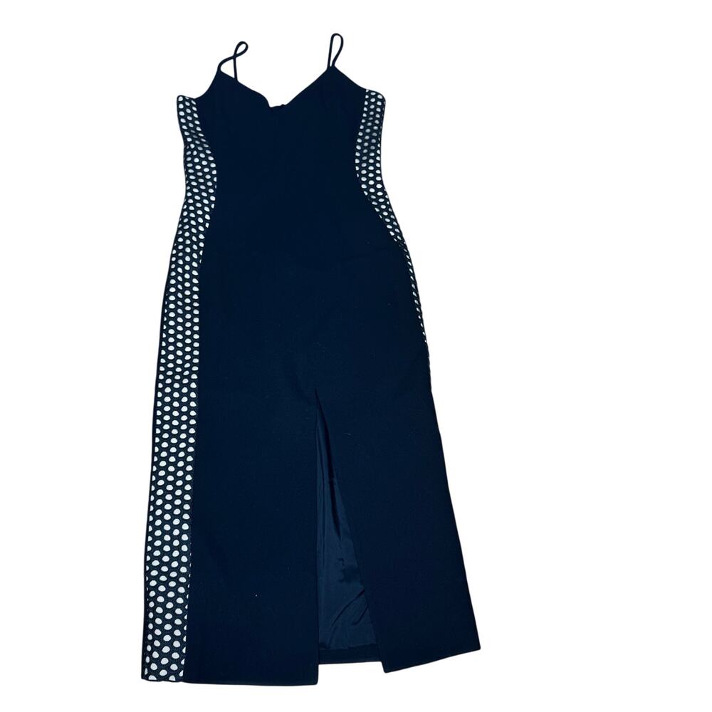 David Koma Black Wool Cutout Side Panel Slit Midi Dress Size 10 - Picture 9 of 12